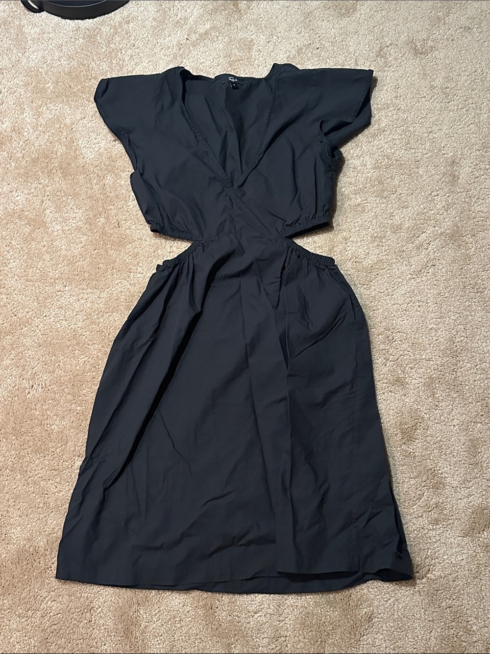 Rails Black Cutout Midi Dress with V-Neck